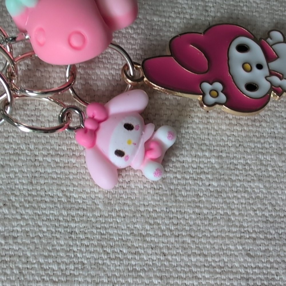 Sanrio My Melody Pink Keychain Hello Kitty Bag Charm *Customizable* - Picture 5 of 8